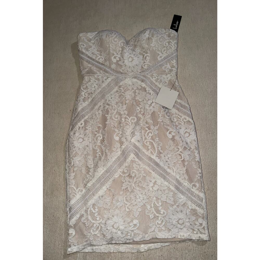 Lulus women’s NWOT white lace strapless mini dress - Picture 14 of 15